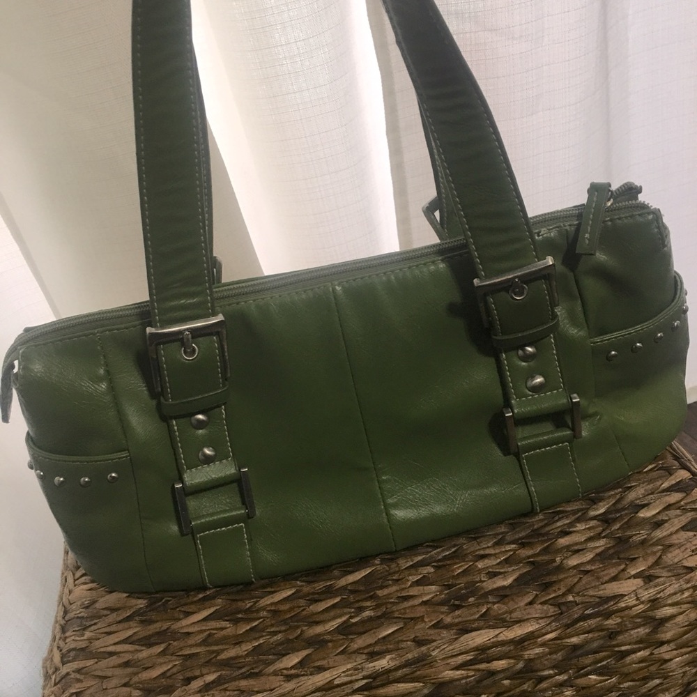 Vintage Green shoulder purse with silver buckle detail handbag
